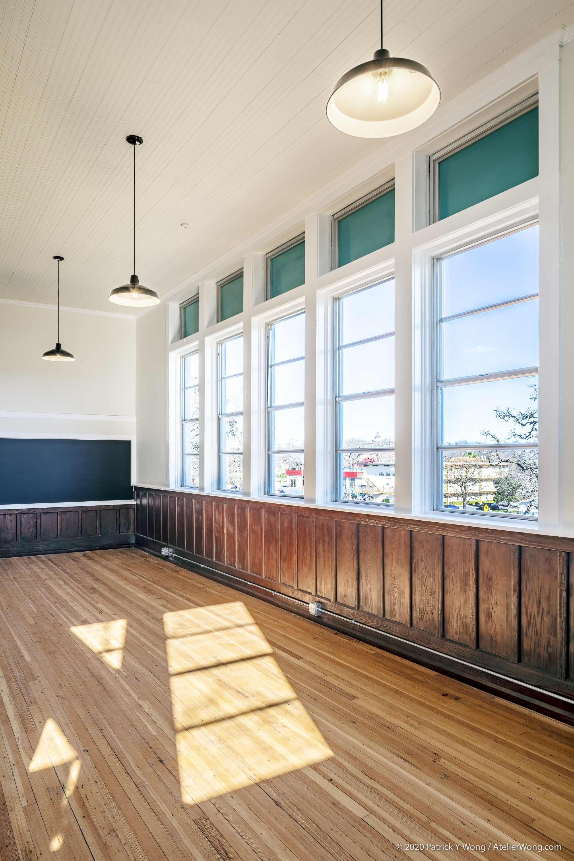 Restored, Historic Wainscot and Chalkboard in the Baker School in Austin, Texas
